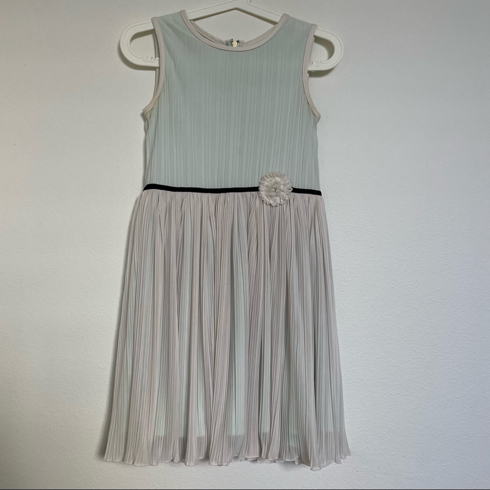 Girls White dress with flower and black ribbon